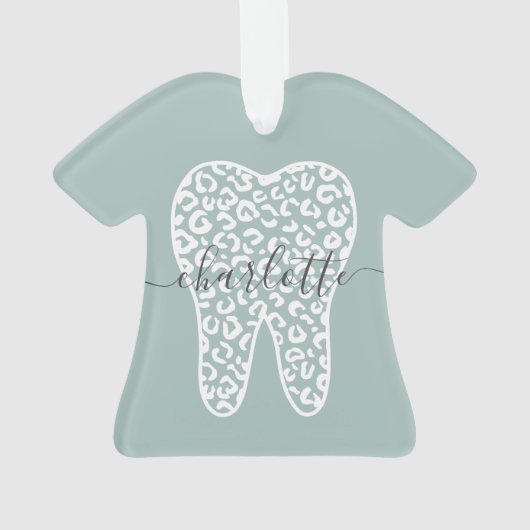 Aangepaste naam Dental Leopard Print Tooth Cadeau Ornament (achterkant)