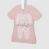 Aangepaste naam Dental Leopard Print Tooth Cadeau Ornament (voorkant)