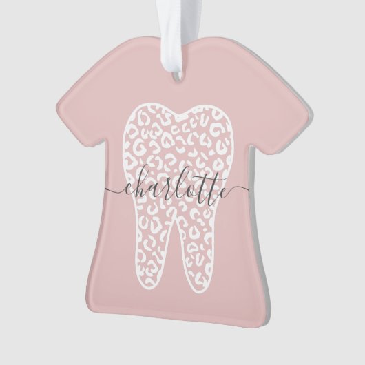 Aangepaste naam Dental Leopard Print Tooth Cadeau Ornament (voorkant)