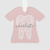 Aangepaste naam Dental Leopard Print Tooth Cadeau Ornament (achterkant)