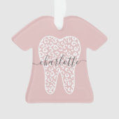 Aangepaste naam Dental Leopard Print Tooth Cadeau Ornament (voorkant)