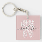 Aangepaste naam Dental Leopard Print Tooth Cadeau Sleutelhanger (voorkant)