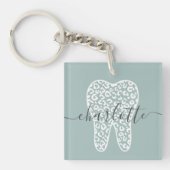 Aangepaste naam Dental Leopard Print Tooth Cadeau Sleutelhanger (voorkant)