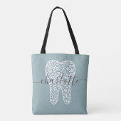 Aangepaste naam Dental Leopard Print Tooth Cadeau Tote Bag (Achterkant)