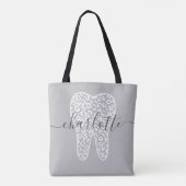 Aangepaste naam Dental Leopard Print Tooth Cadeau Tote Bag (Achterkant)