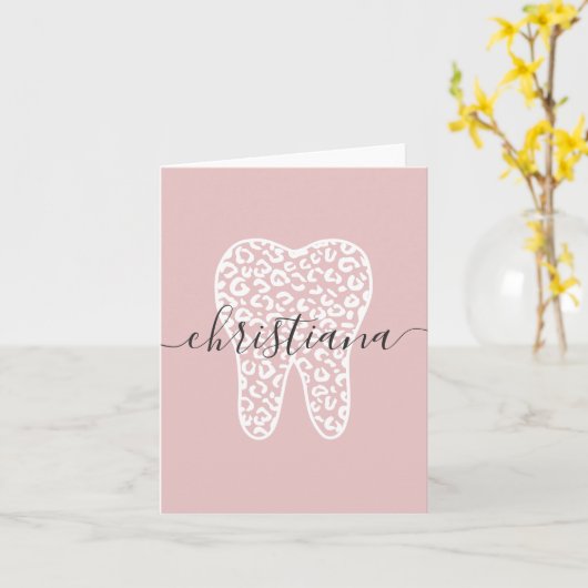 Aangepaste naam Dental Leopard Print Tooth Kaart (Gele Bloem)