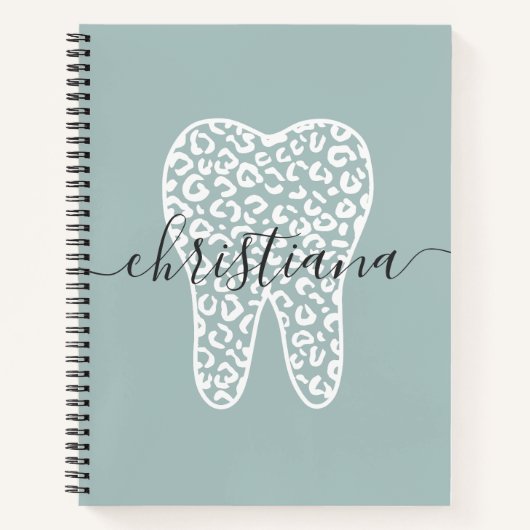 Aangepaste naam Dental Leopard Print Tooth Notitieboek (Voorkant)