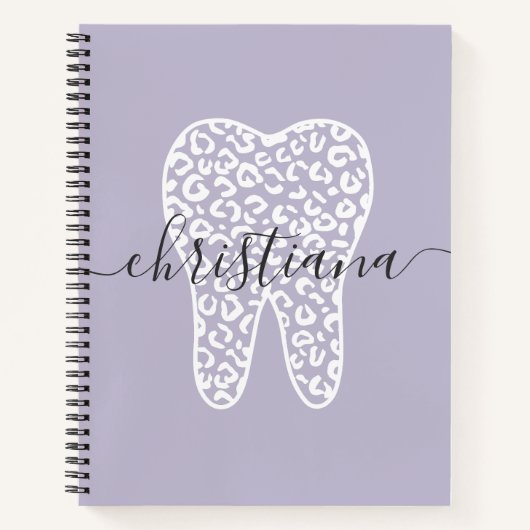Aangepaste naam Dental Leopard Print Tooth Notitieboek (Voorkant)