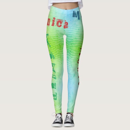 Aangepaste naam Desert Sand Workout Leggings (Voorkant)