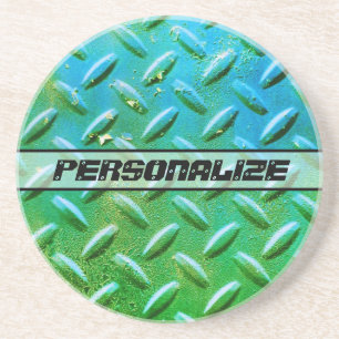 Aangepaste naam diamantplaatstaal groen en blauw zandsteen onderzetter