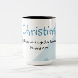Aangepaste naam die Inspirerend bijbelcitaat aanmo Tweekleurige Koffiemok
