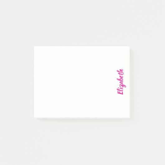Aangepaste naam diep roze schrift op wit post-it® notes (Voorkant)