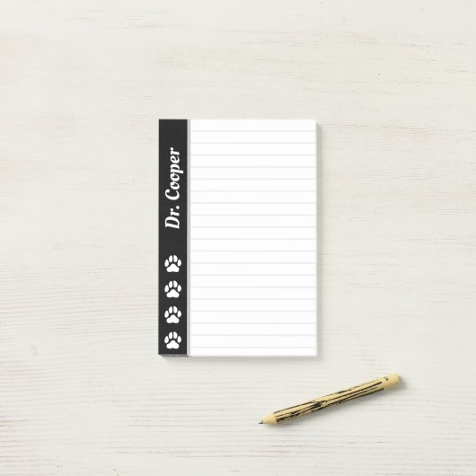Aangepaste Naam Dierenarts Gepersonaliseerde Lined Post-it® Notes (Op bureau)