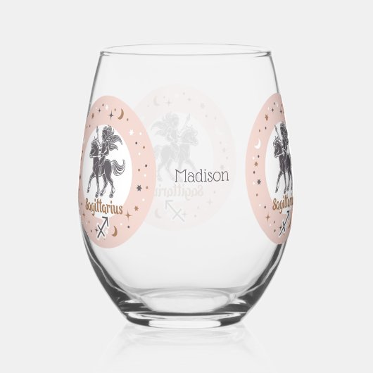 Aangepaste Naam Dierenriem Teken Boogschutter Wijnglas Zonder Voet (Voorkant)