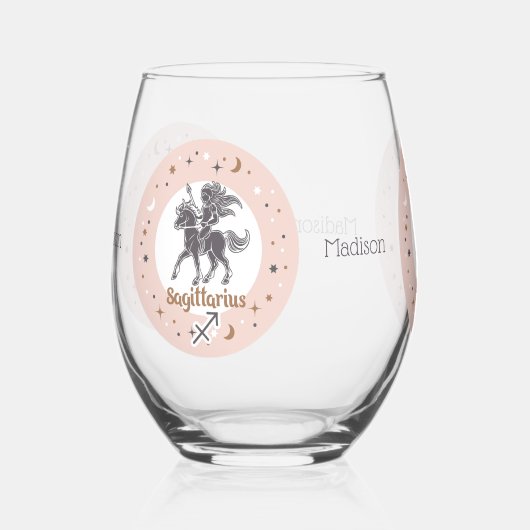 Aangepaste Naam Dierenriem Teken Boogschutter Wijnglas Zonder Voet (Links)