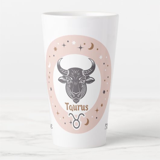 Aangepaste naam Dierenriem Teken Stier Latte Mok (Voorkant)