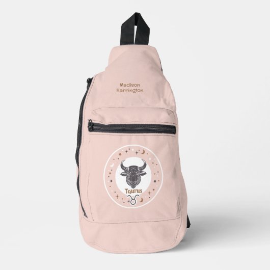 Aangepaste naam Dierenriem Teken Stier Sling Bag (Voorkant)