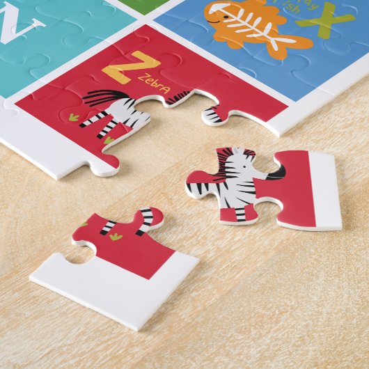 Aangepaste naam dierlijk alfabet monogram legpuzzel (Zijkant)