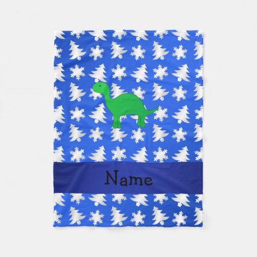 Aangepaste naam: dinosaur blauwe sneeuwvlokken bom fleece deken (Voorkant)
