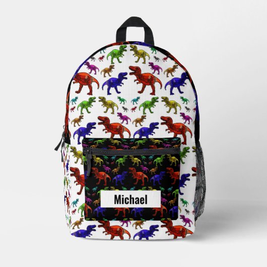 Aangepaste naam Dinosaur Boy's Rainbow Backpack Bedrukte Rugzak (Voorkant)