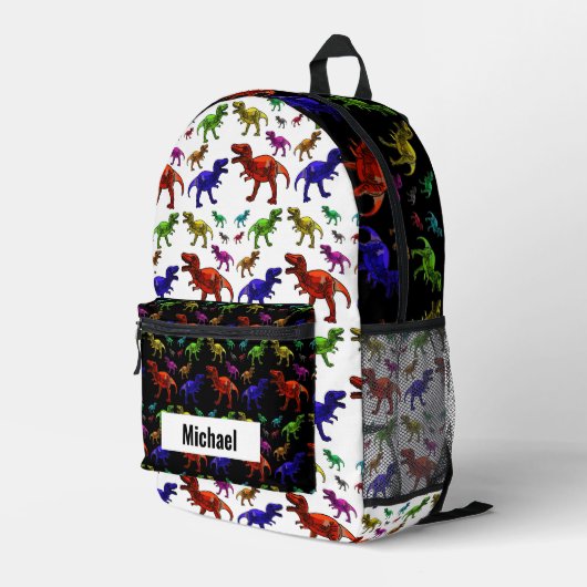 Aangepaste naam Dinosaur Boy's Rainbow Backpack Bedrukte Rugzak (Achterkant Hoek Rechts)