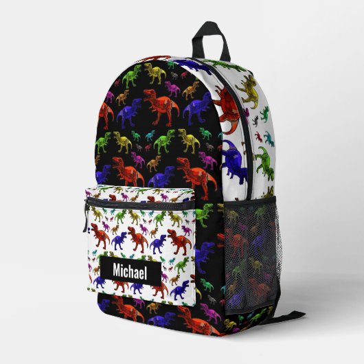 Aangepaste naam Dinosaur Boy's Rainbow Backpack Bedrukte Rugzak (Achterkant Hoek Rechts)