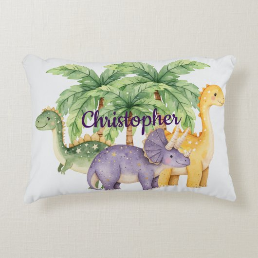 Aangepaste naam Dinosaurs Palmbomen Accent Kussen (Voorkant)