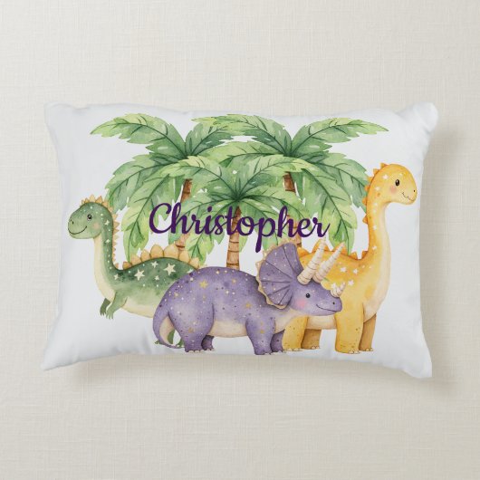 Aangepaste naam Dinosaurs Palmbomen Accent Kussen (Achterkant)