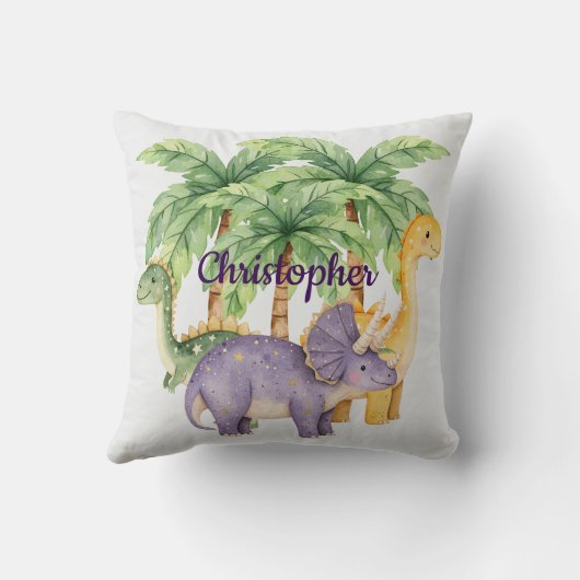 Aangepaste naam Dinosaurs Palmbomen Kussen (Achterkant)
