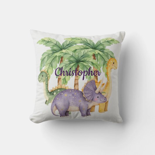 Aangepaste naam Dinosaurs Palmbomen Kussen (Voorkant)