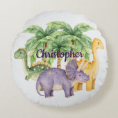 Aangepaste naam Dinosaurs Palmbomen Rond Kussen (Voorkant)
