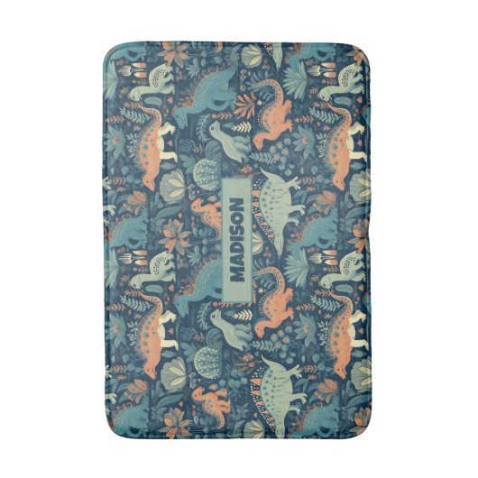 Aangepaste naam Dinosaurus Patroon Badmat (Voorkant Verticaal)