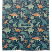 Aangepaste naam Dinosaurus Patroon Douchegordijn (Voorkant)