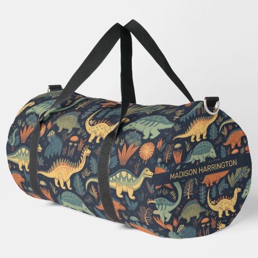 Aangepaste naam Dinosaurus Patroon Plunjezak (Linkerhoek)
