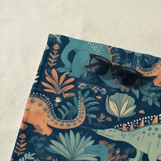 Aangepaste naam Dinosaurus Patroon Strandlaken (In situ)