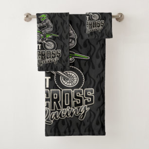 Aangepaste naam Dirt Bike Rider Motocross Racing Bad Handdoek