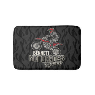 Aangepaste naam Dirt Bike Rider Motocross Racing Badmat