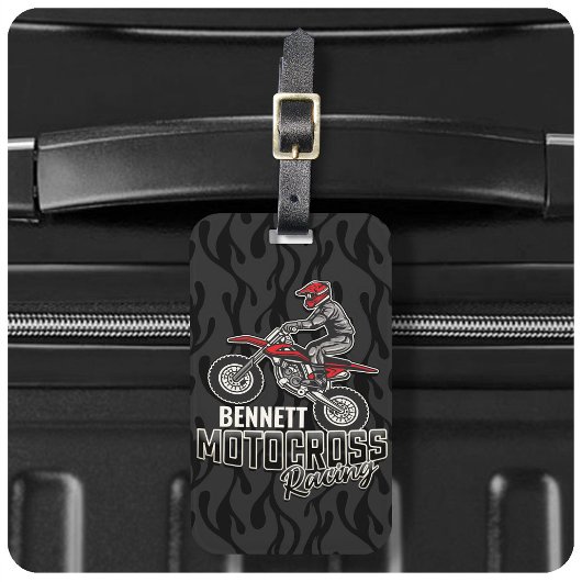 Aangepaste naam Dirt Bike Rider Motocross Racing Bagagelabel