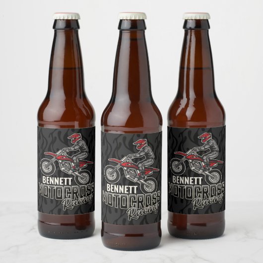 Aangepaste naam Dirt Bike Rider Motocross Racing Bier Etiket (Flessen)