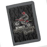 Aangepaste naam Dirt Bike Rider Motocross Racing Drievoud Portemonnee<br><div class="desc">De NAAM van de douane Directe Bike Rider Motocross Racing Moto Racer Motorcycle Gifts - Kies Kleur en pas aan met jouw naam of aangepaste tekst!</div>