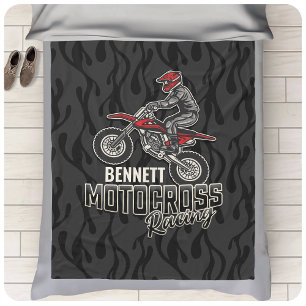 Aangepaste naam Dirt Bike Rider Motocross Racing Fleece Deken
