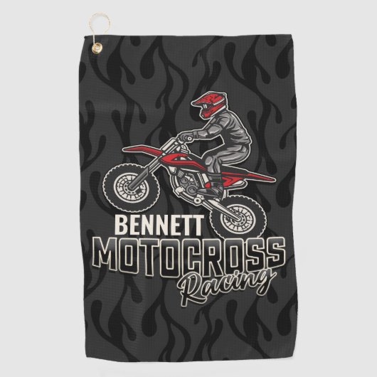 Aangepaste naam Dirt Bike Rider Motocross Racing Golfhanddoek (Voorkant)
