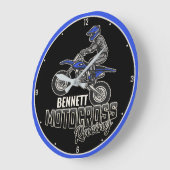 Aangepaste naam Dirt Bike Rider Motocross Racing Grote Klok (Hoek)