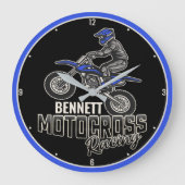 Aangepaste naam Dirt Bike Rider Motocross Racing Grote Klok (Voorkant)