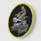 Aangepaste naam Dirt Bike Rider Motocross Racing Grote Klok (Hoek)