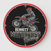 Aangepaste naam Dirt Bike Rider Motocross Racing Grote Klok (Voorkant)