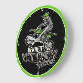 Aangepaste naam Dirt Bike Rider Motocross Racing Grote Klok (Hoek)