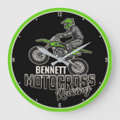 Aangepaste naam Dirt Bike Rider Motocross Racing Grote Klok (Voorkant)