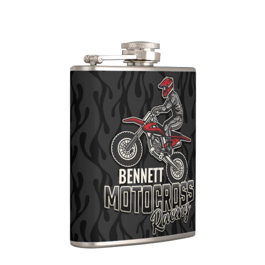 Aangepaste naam Dirt Bike Rider Motocross Racing Heupfles (Rechts)