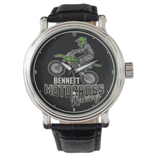 Aangepaste naam Dirt Bike Rider Motocross Racing Horloge